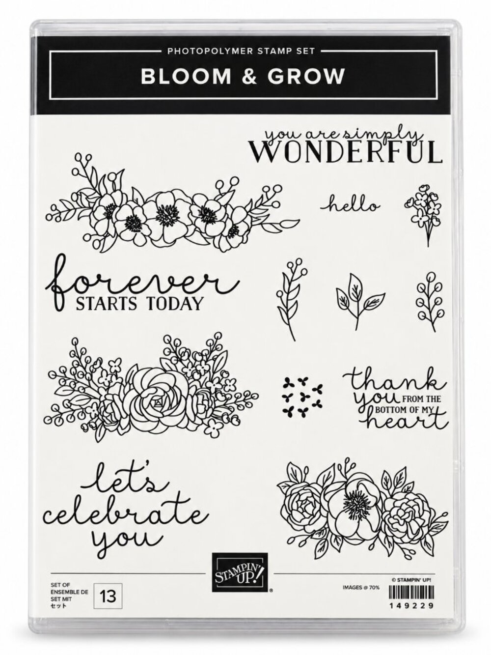 Stampin’ Up! Bloom & Grow Photopolymer Stamp Set 149229 Floral 13pc